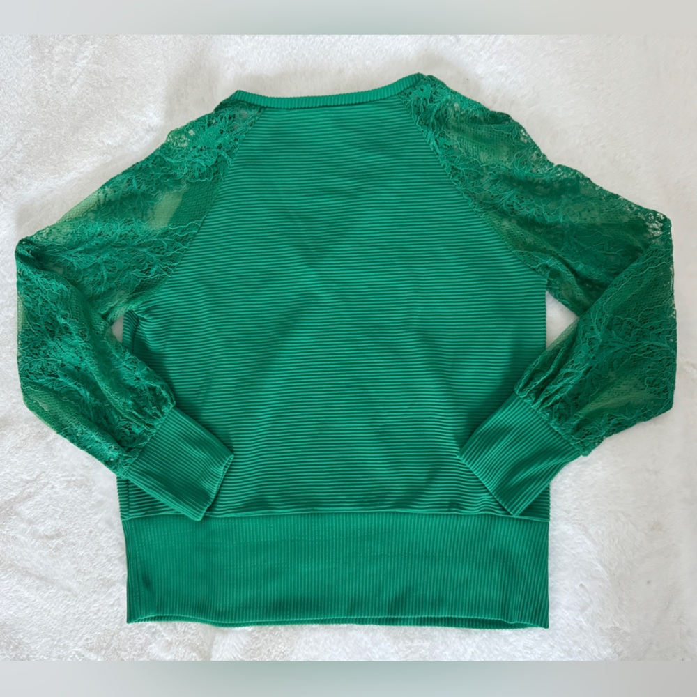 Ecowish Green Top with Lace Sleeves, Size Small - NWT - Picture 5 of 10
